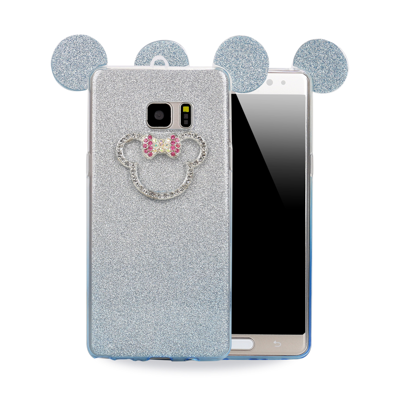 Galaxy Note FE / Note Fan Edition / Note 7 Minnie Diamond Glitter Bow TIE Case (Blue)